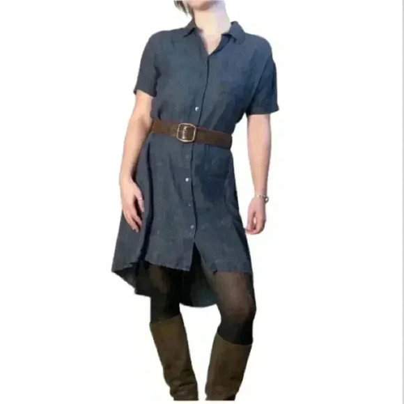 Eileen Fisher 100% Linen High Low Hem Market Dress Size XS - Picture 1 of 7